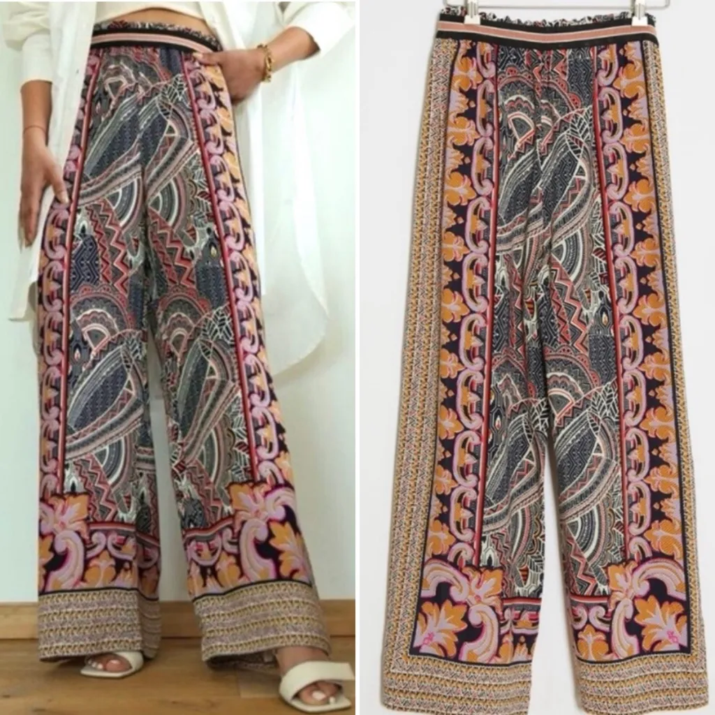 Maeve by Anthropologie Rooibos Wide Leg Palazzo Pants Multicolor Paisley Medium - Image 2