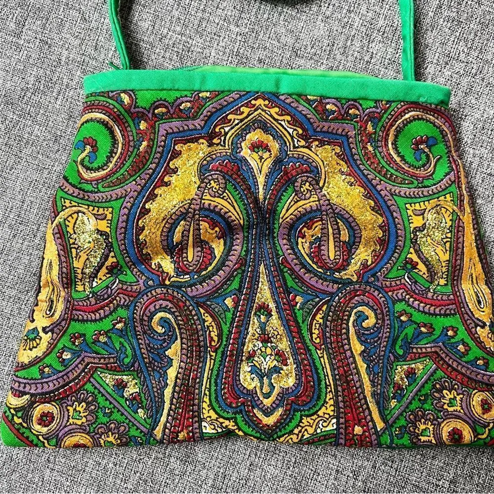 NWT Ek Balam Green Handmade Purse Zipper Pouch Made in Mexico Green Jewel Multi - Image 2