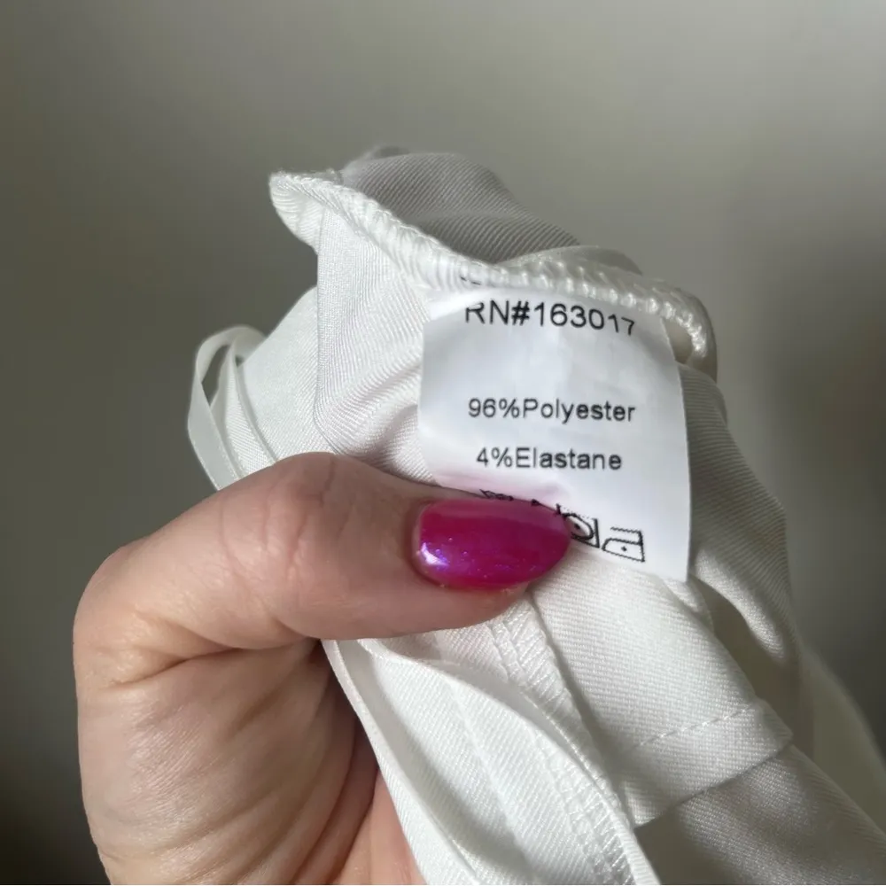 White Mid Rise Flared Pants 4 - Image 3