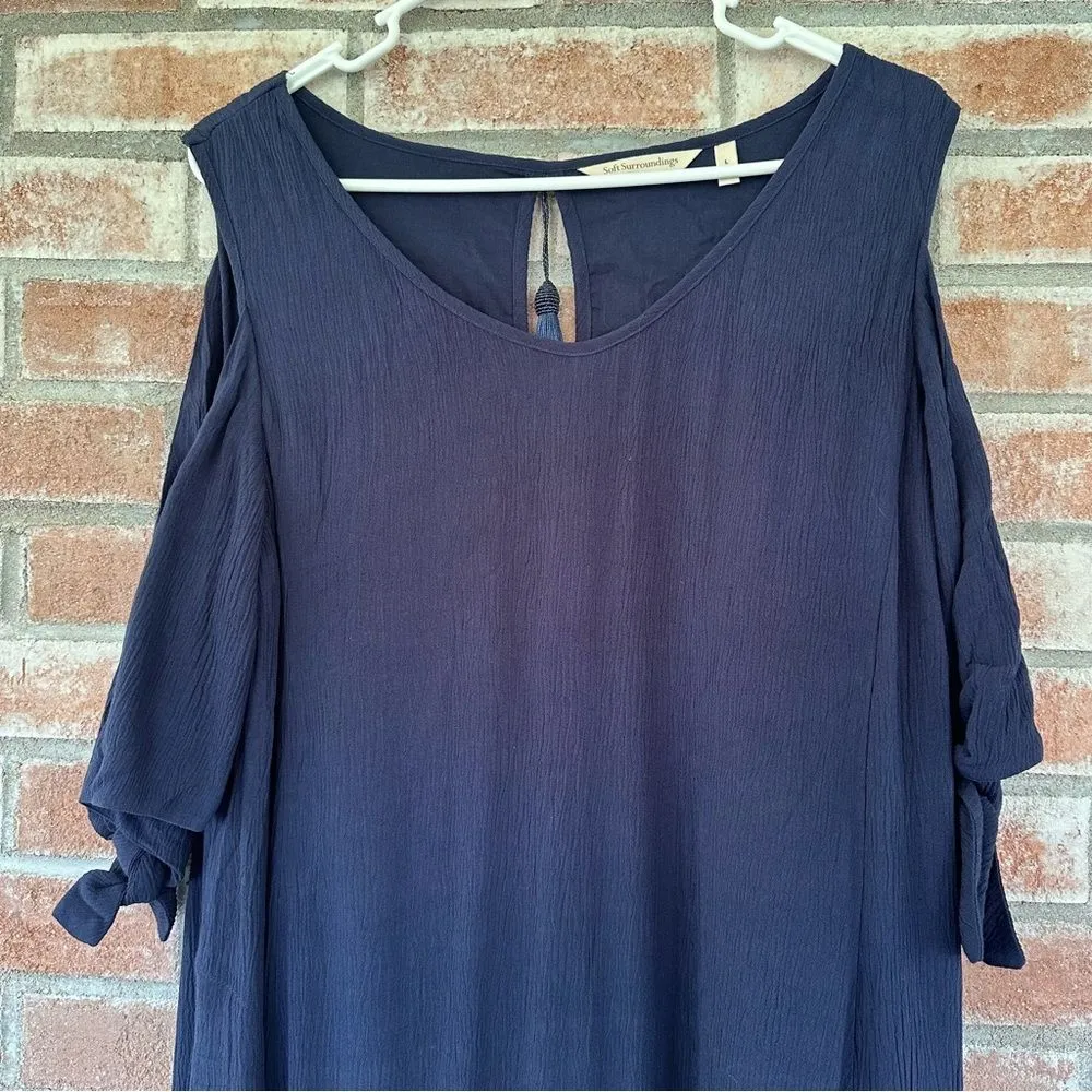 Soft Surroundings Destin Gauze Knee Length Dress Women’s Large Cold Shoulder - Image 3
