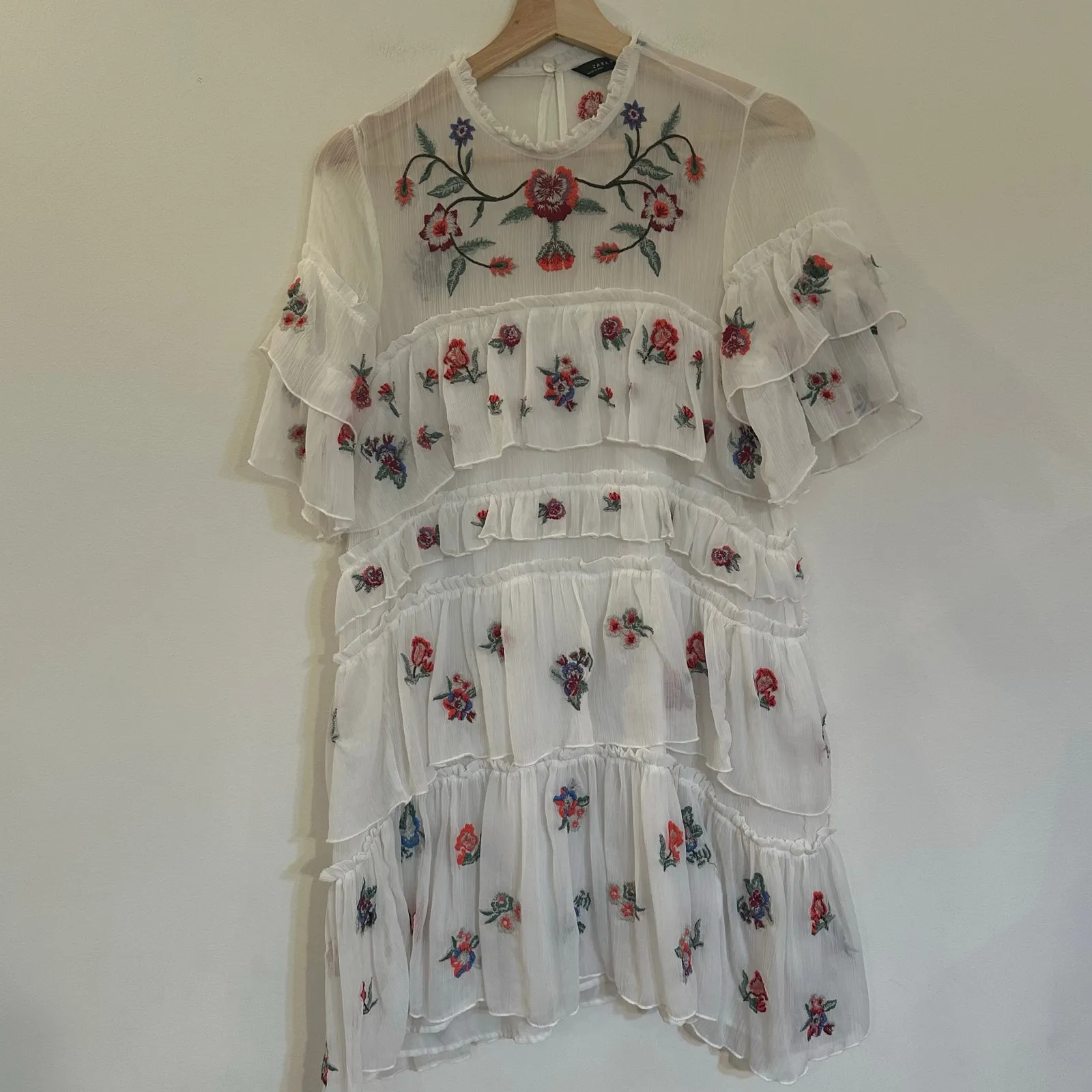 Zara Tiered Embroidered Dress sz S - Image 2