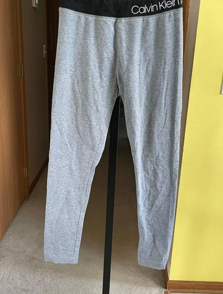 Women's Calvin Klein Performance Leggings Size L Grey Black - Image 3