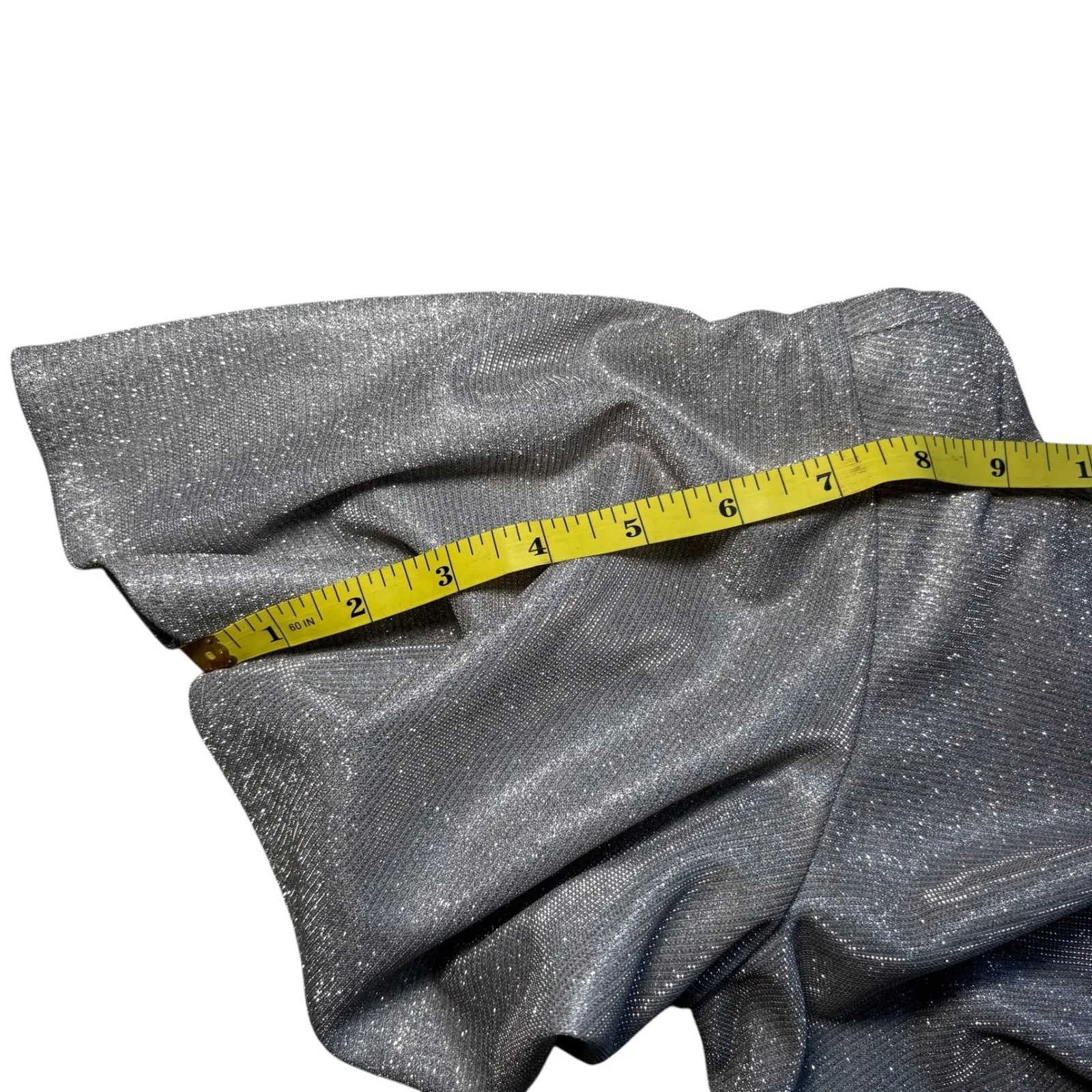 Betsy & Adam Silver Metallic Gown Evening Formal Dress Flutter Sleeve Size 4 EUC - Image 8