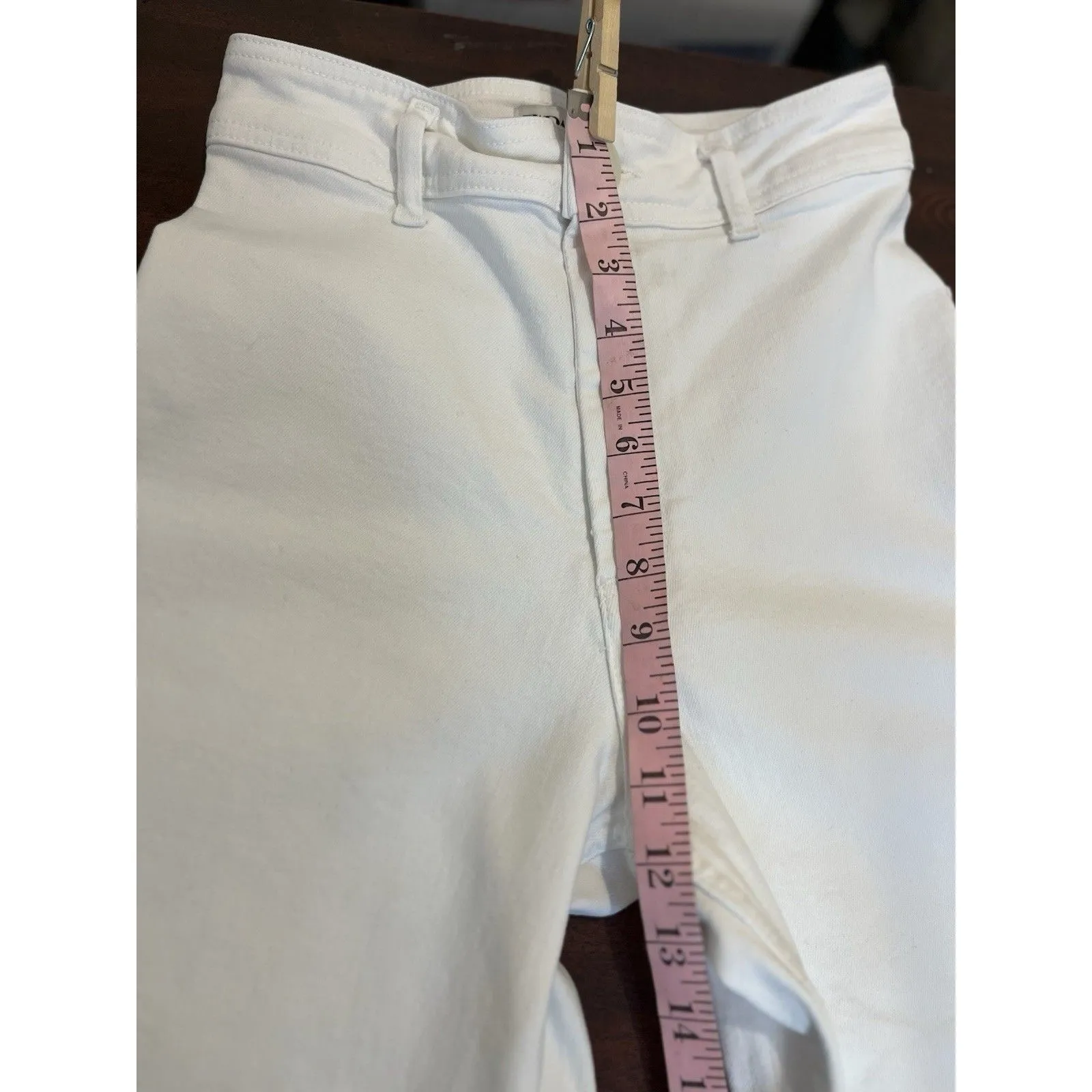 Zara Jeans Womens 2 White The Marine Straight Wide Leg Frayed Hem High Rise - Image 6