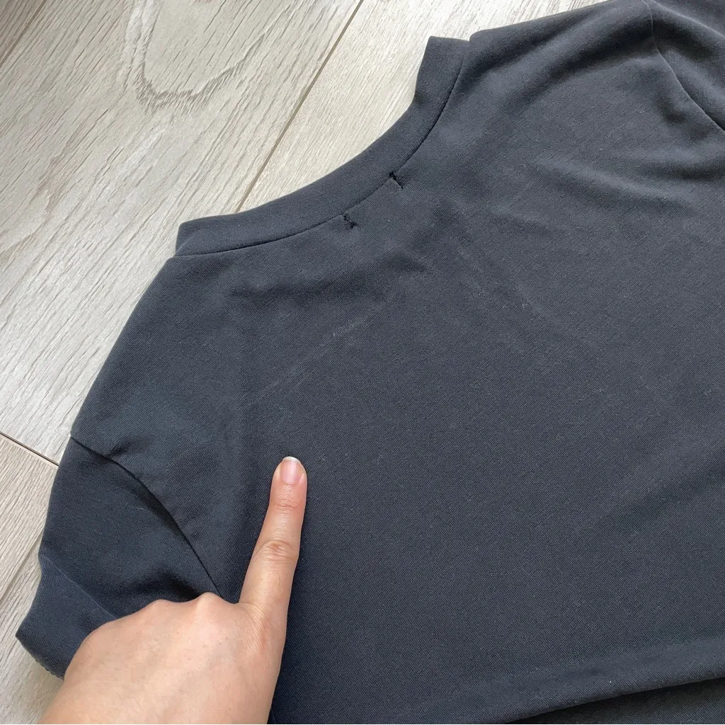 Inamorata Crop Tshirt mesh baby tee womens Black (small) basic layering sheer - Image 6