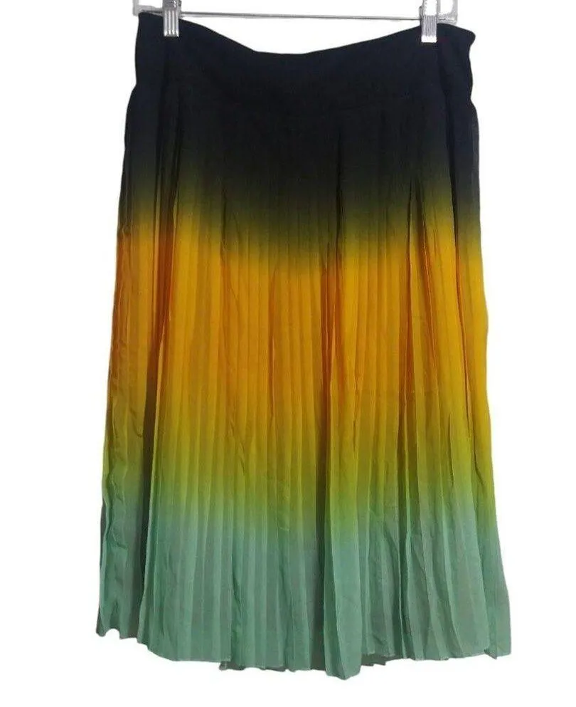 G.I.L.I. Ombre Midi Pleated Skirt Skyline Artsy Contemporary Petite Size 10P Black - Image 1