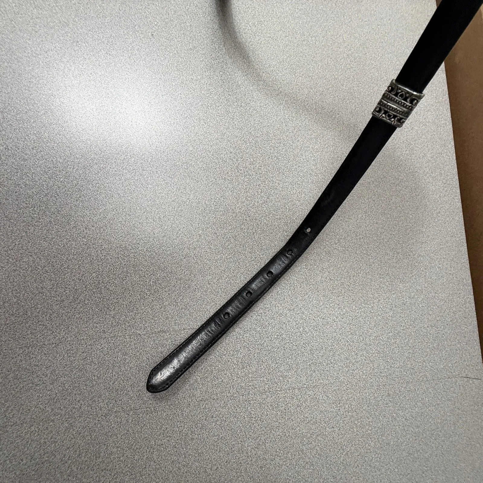 Vtg Brighton Leather Belt Womens M 30 Black Brown Reversible Croc Embossed 3/4in - Image 10