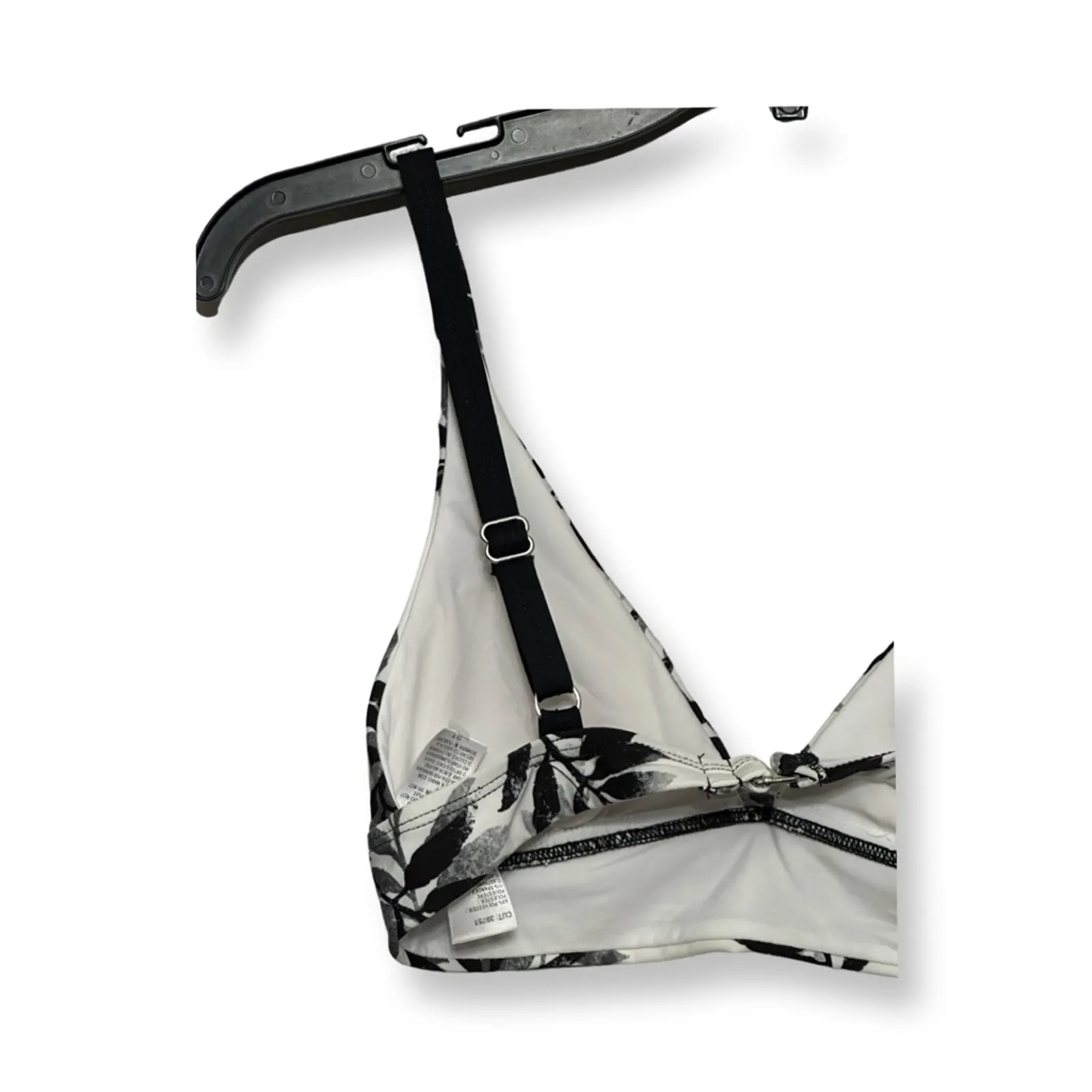 Splendid Bikini Swim Top Floral Leaves Print Back Closure Black White W XS NWOT - Image 5