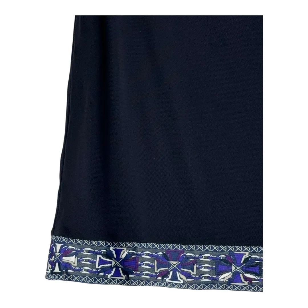 Emilio Pucci Skirt Women 6 Black Blue‎ Geometric Trim Italy A Line Mini Luxury - Image 4