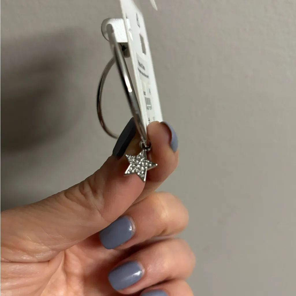 Karl Lagerfeld Silver Star Charm Hoops - Image 3