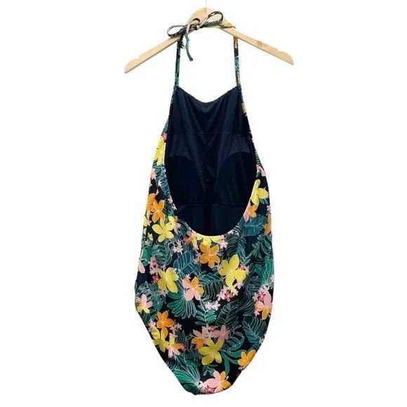 Old Navy Hibiscus Print Plus Size Halter Tie One Piece Swimsuit Plus Size 2X - Image 3