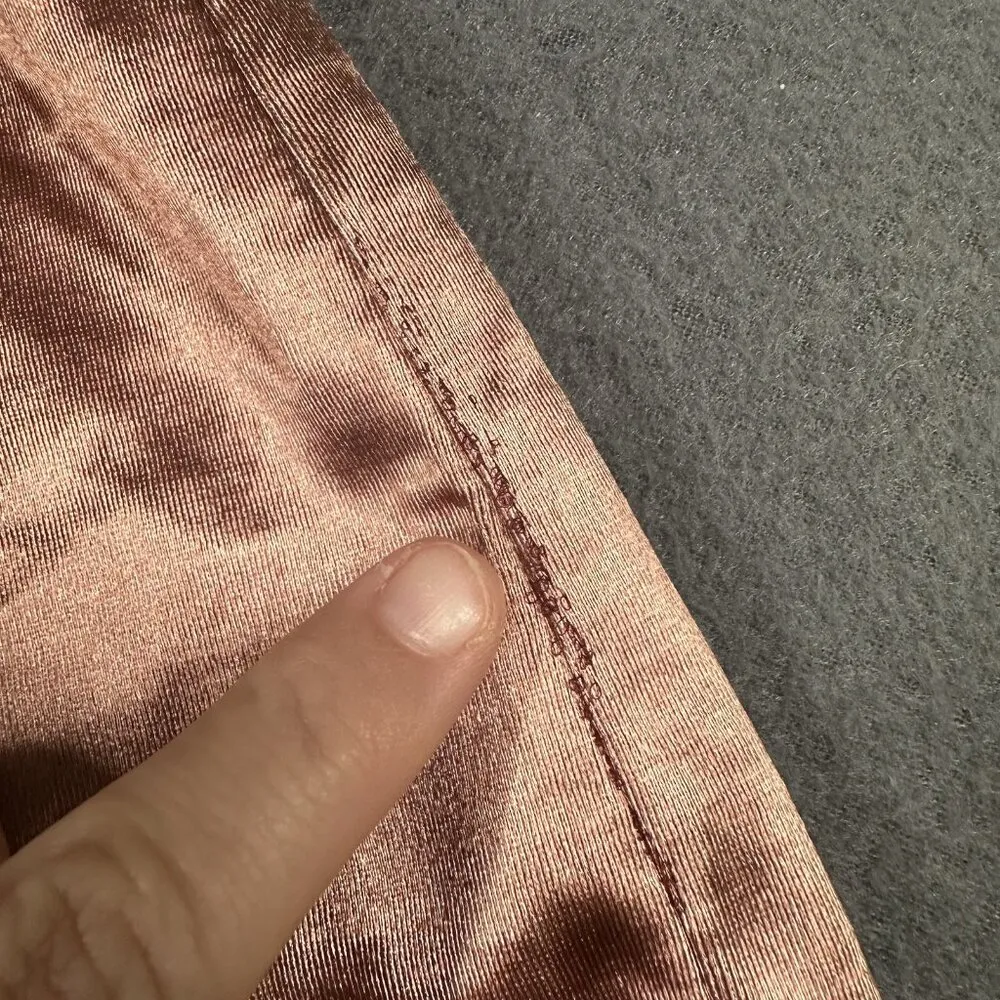 Lulus Dress Womens Medium Satin Surplice Wrap Cocktail Spaghetti Strap Party Gold - Image 9