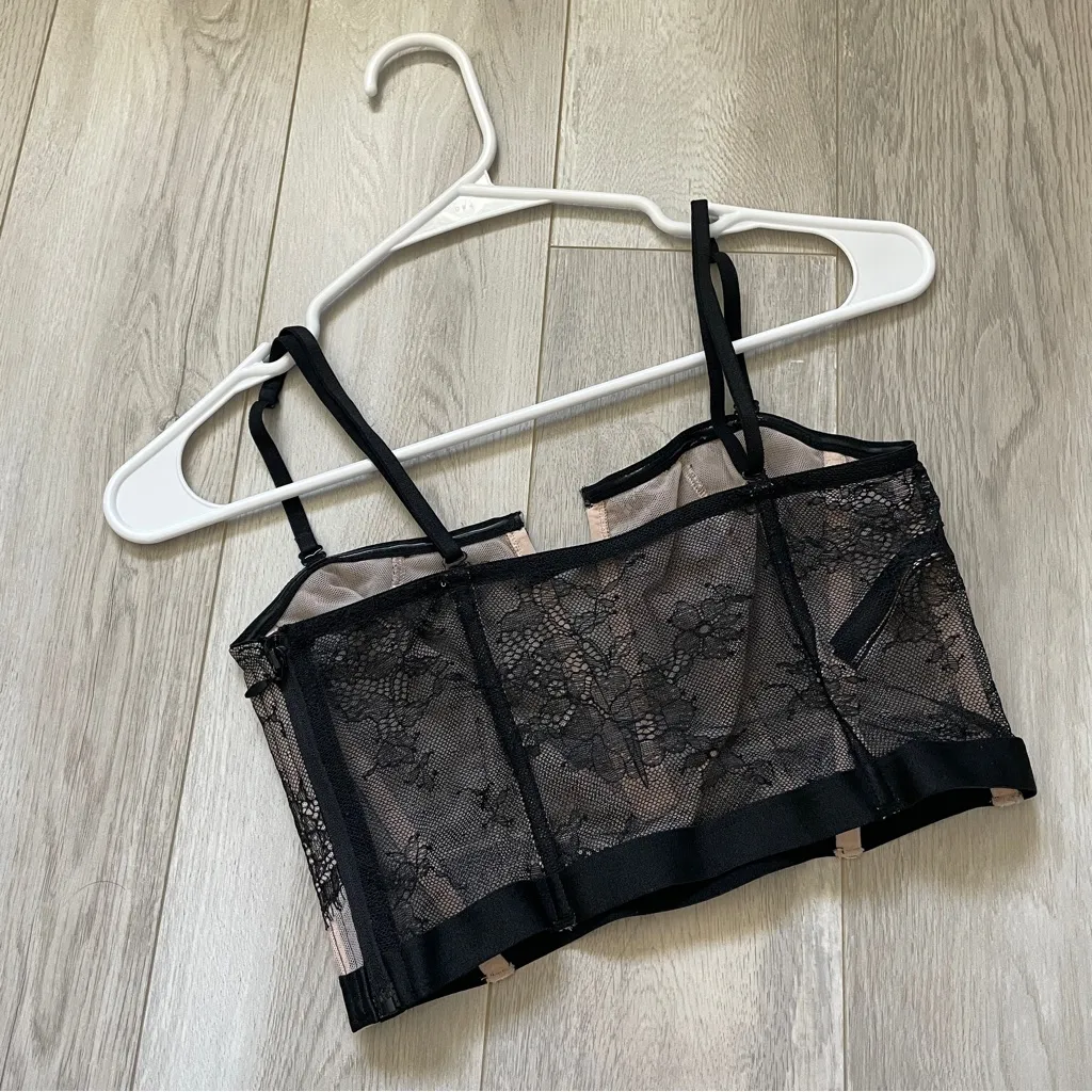 Victorias Secret Bralette very sexy unlined strapless lace longline Black medium - Image 4