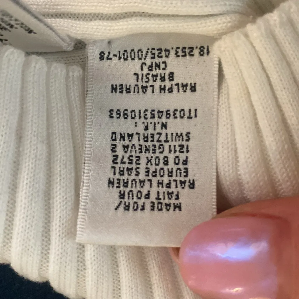 Ralph Lauren Black Label Women Short Sleeve Rib Knit Large White Crochet Sleeves - Image 7