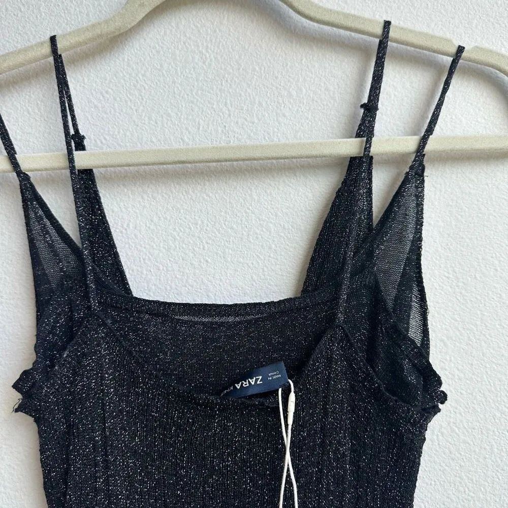 NWT Zara Knitwear Long Black Strappy Metallic Sparkle Party Dress Size small - Image 7