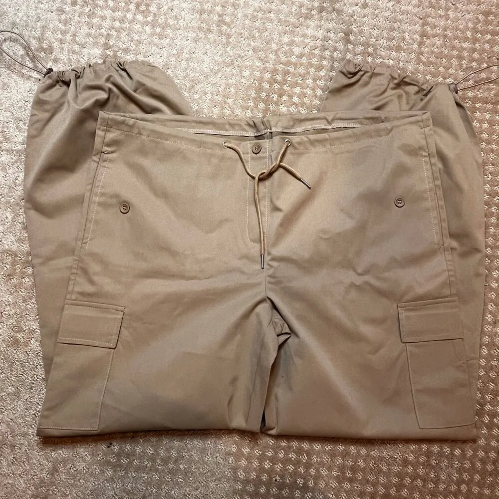 Cargo Pants Women Parachute Baggy Low Waist Zipper Y2K Pants SZ L Grunge Loose Tan Size L - Image 2