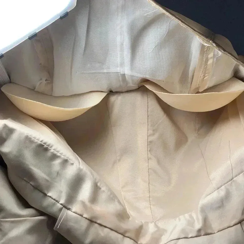 Aidan Mattox Strapless Metallic Champagne Gold Party Mini Dress Size 4 - Image 8