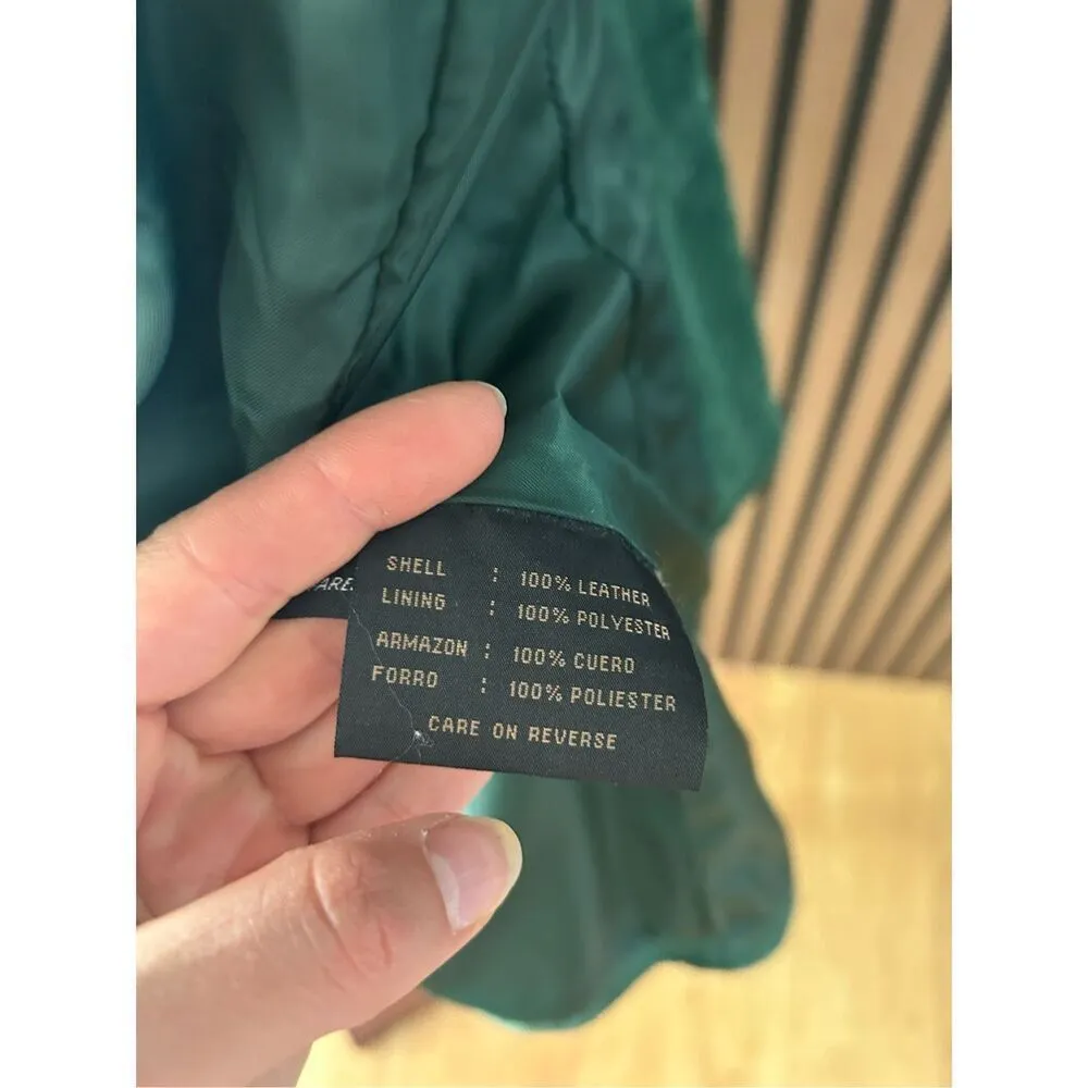 Siena Green 100% Leather Blazer Style Jacket Size 12 Green - Image 6
