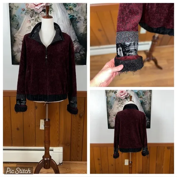 Funky Vintage K.D. Spring Chenille Sweater Coat! Size L - Image 2