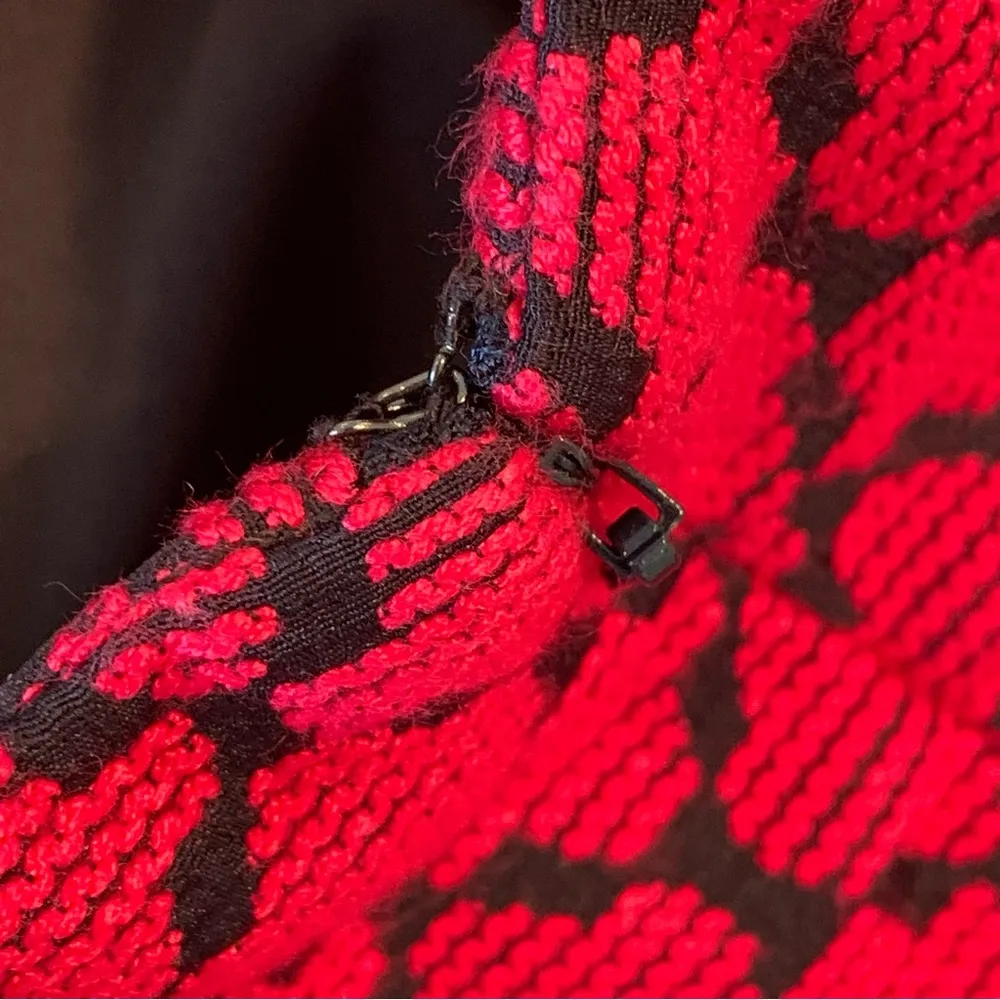 Banana Republic Black Red Geometric Pleated Skater Career Skirt 4 - Image 7