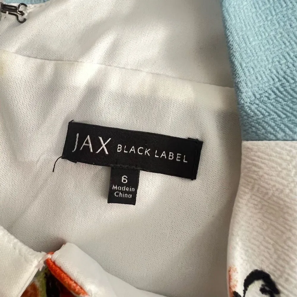 Jax black label cold shoulder blue white floral summer party dress size 6 - Image 9