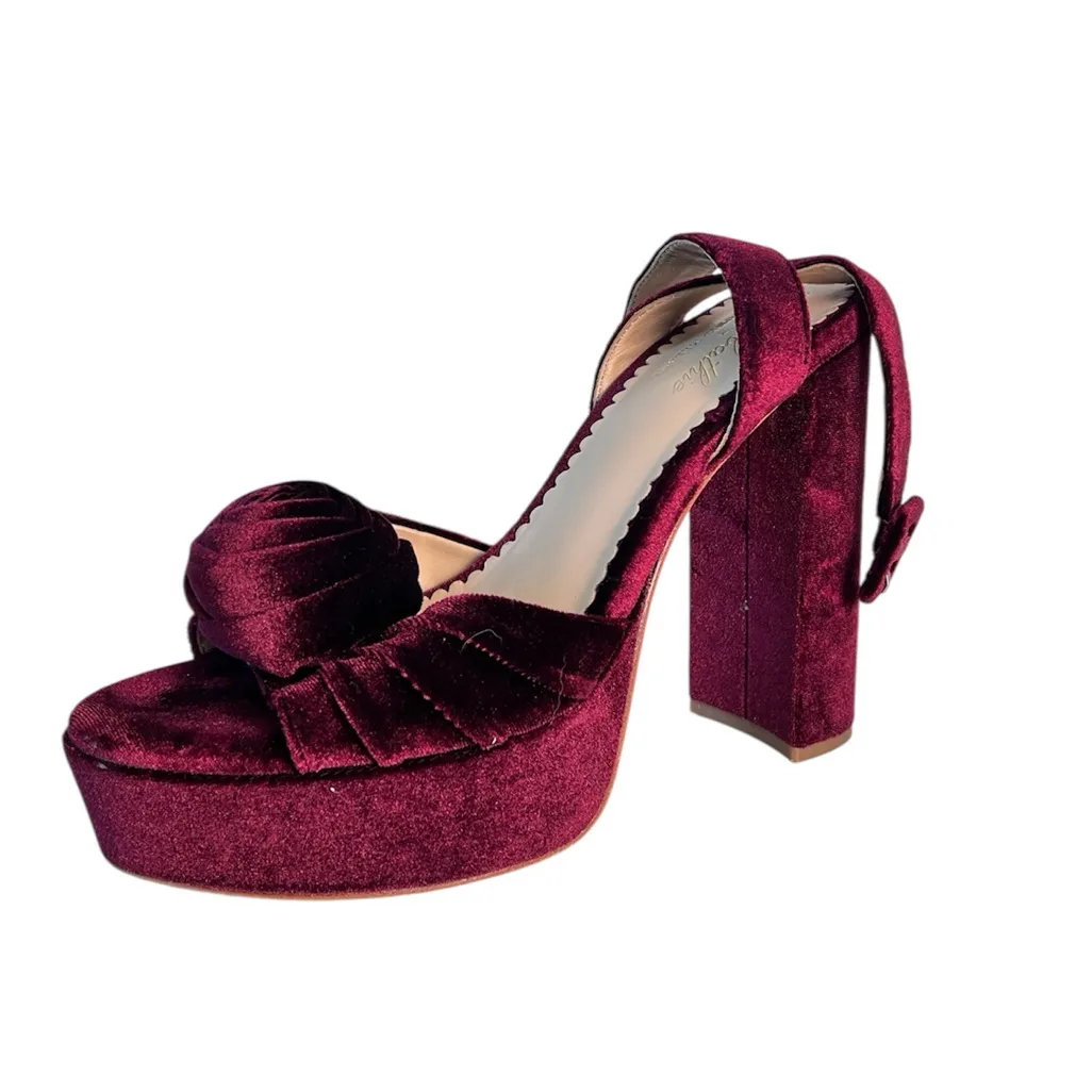 Antonio Melani x Nicola Bathie Emilia Velvet Burgundy Platform Sandals‎ 9M - Image 7