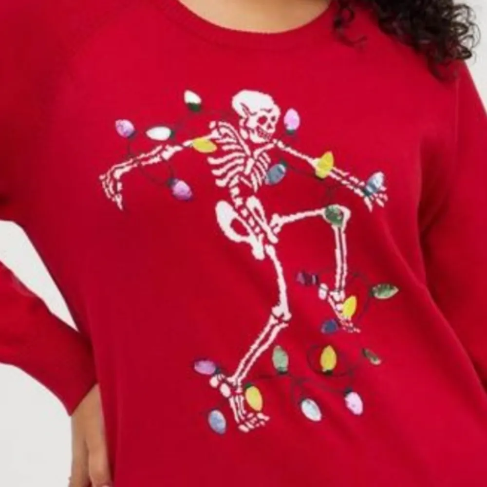 Torrid Size 1:  Dancing Skeleton Pullover Crew Sweater - Image 2