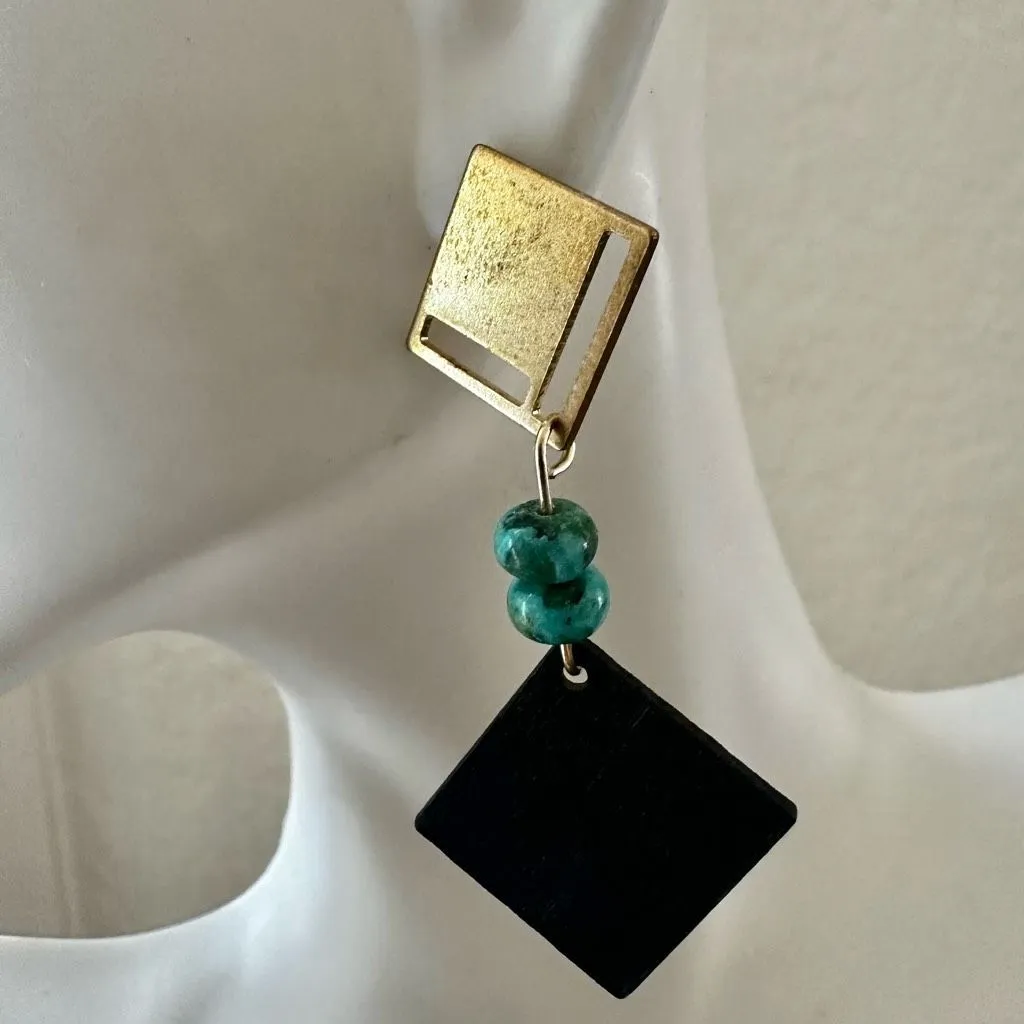 Stoic Sage Designs Brass & Turquoise Modern Boho Earrings - Image 6