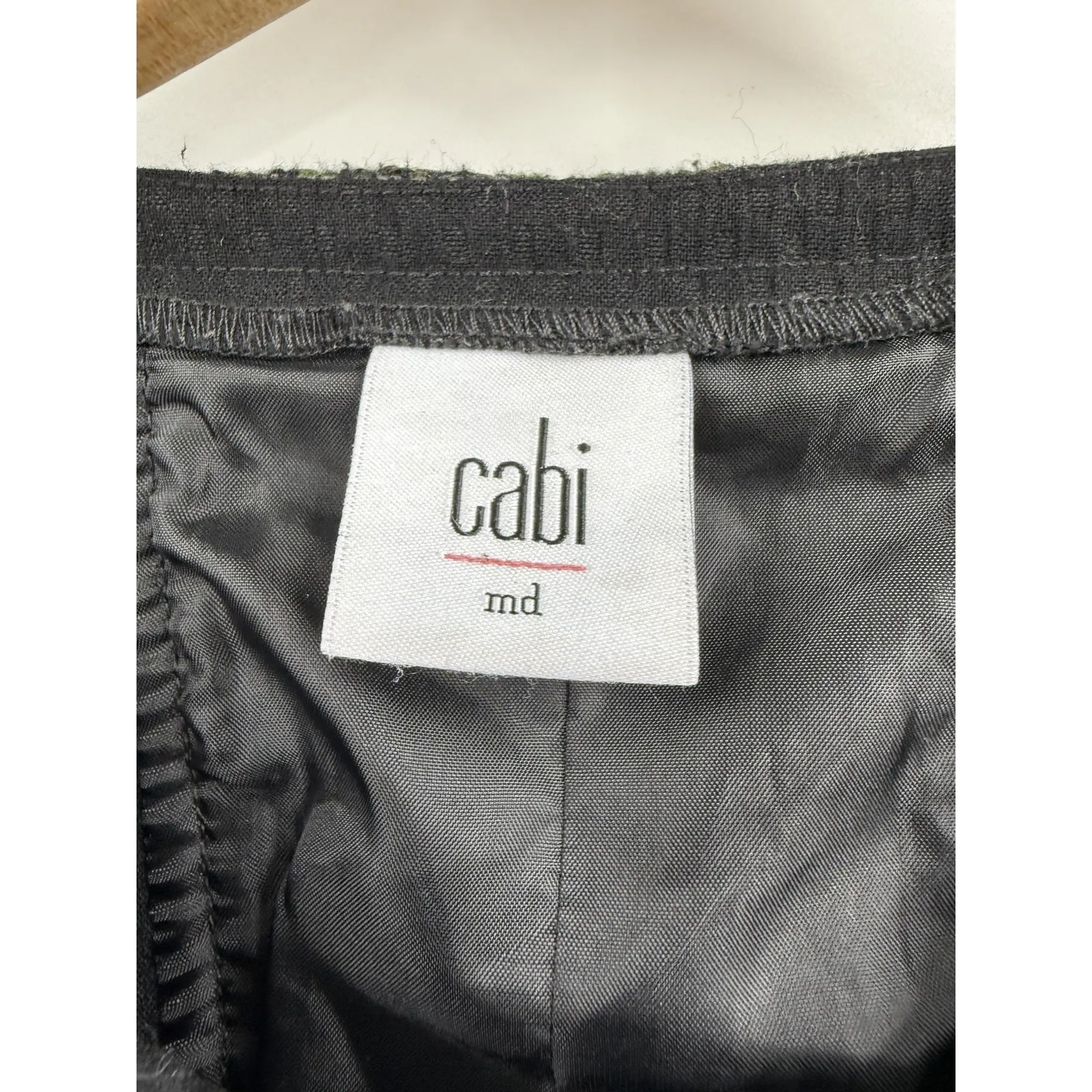 CAbi  Jacket‎ Womens Medium Black Green Tweed Snap Front Collarless Two Tone - Image 2