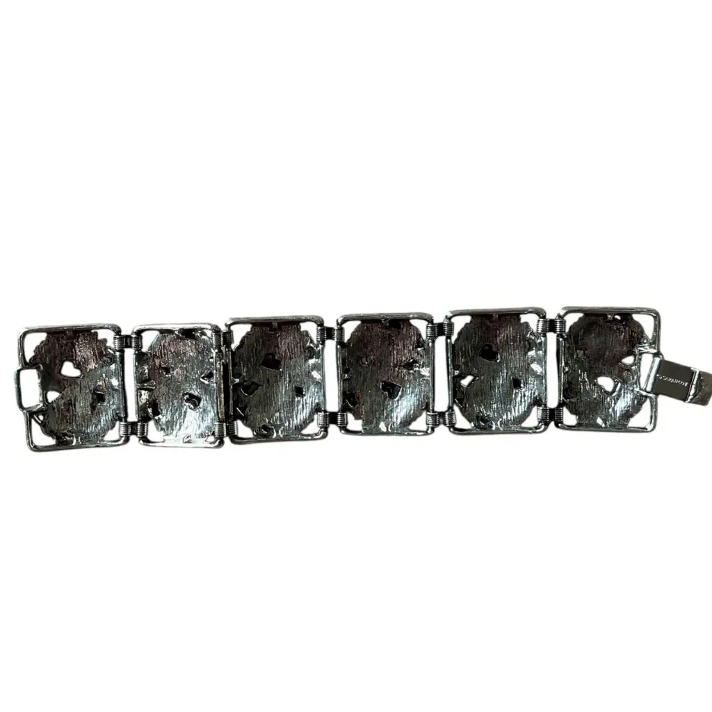 Sarah Coventry Antique Garden Bracelet Silver Tone Panel 1963‎ Floral Vintage - Image 3
