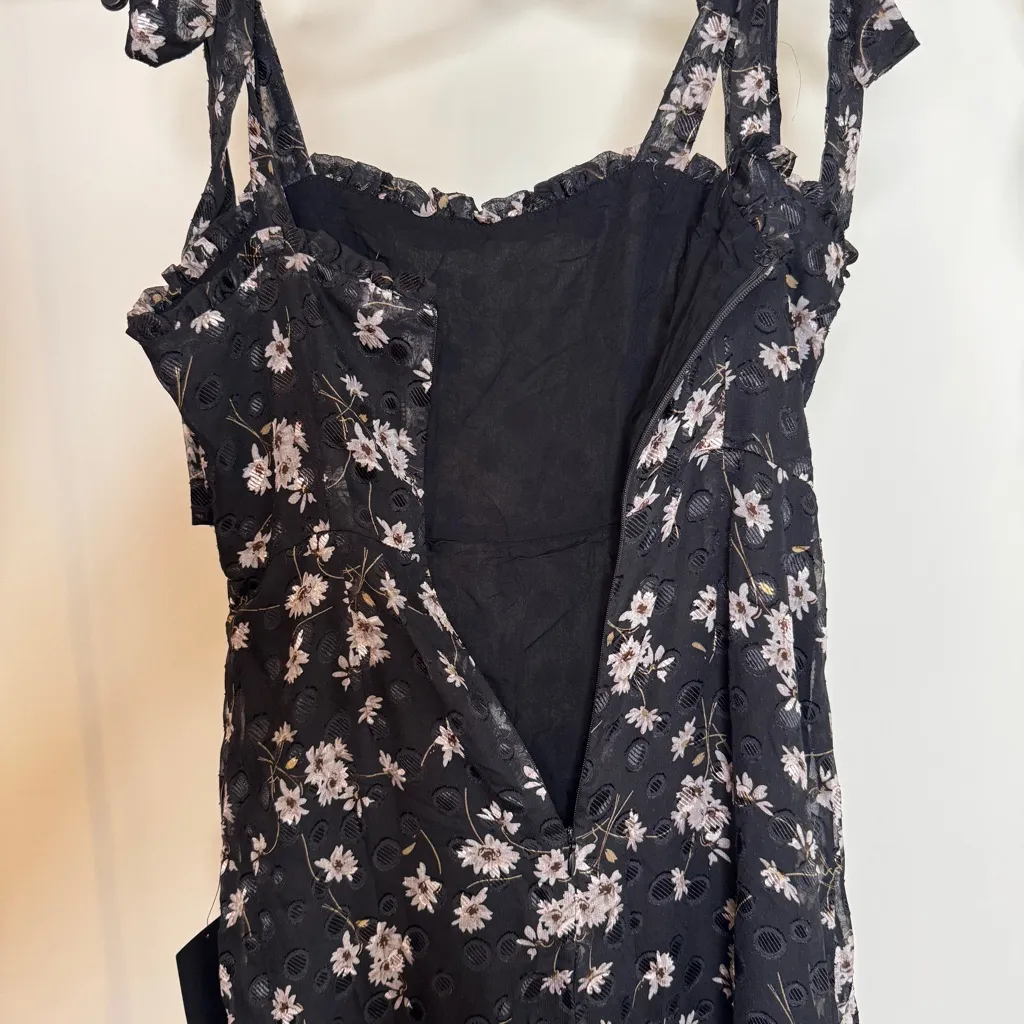 NWT Lulus Terrace Views Black Floral Print Tiered Midi Dress size XS NEW - Image 8