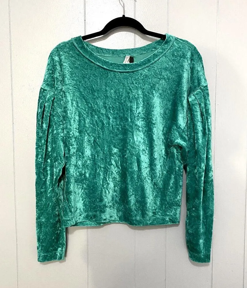 Free People Sea Green Milan Layering Balloon Sleeve Oversized Boho Sweater XS - Image 2