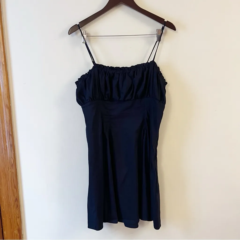 Anthropologie Maeve Black Ruched Pleated Mini Flare Dress Size 14 NEW - Image 3