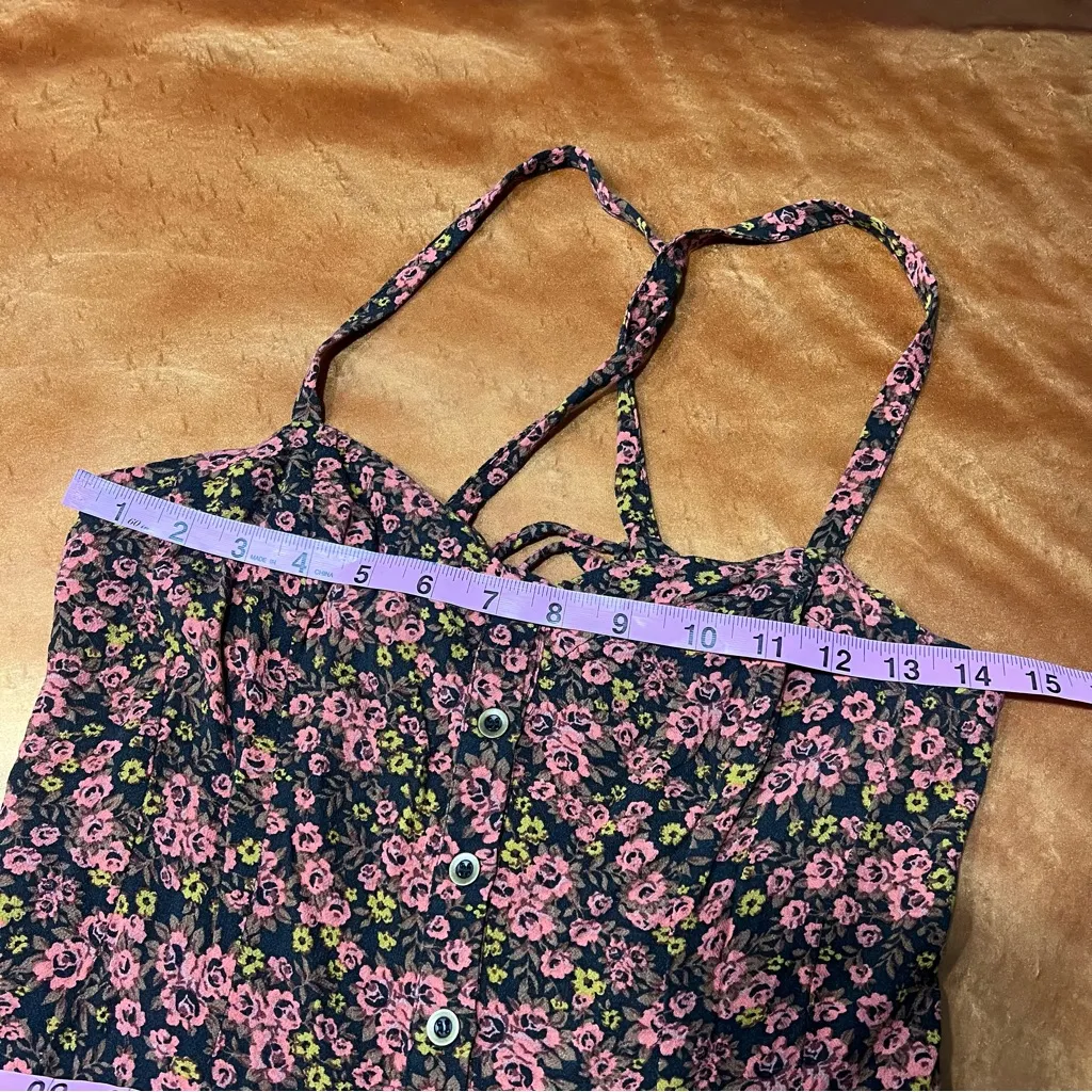 Free People Jenna's Bustier Babydoll Tank floral button front medium pink - Image 11