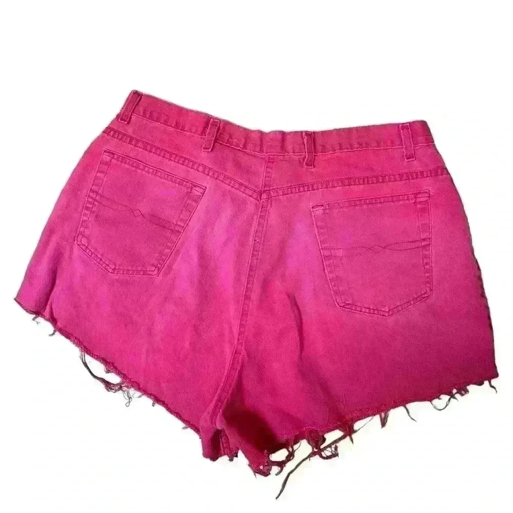 Vintage 90's Pink Faded Glory Raw Hem Cut Off Denim Shorts 24” Waist - Image 2