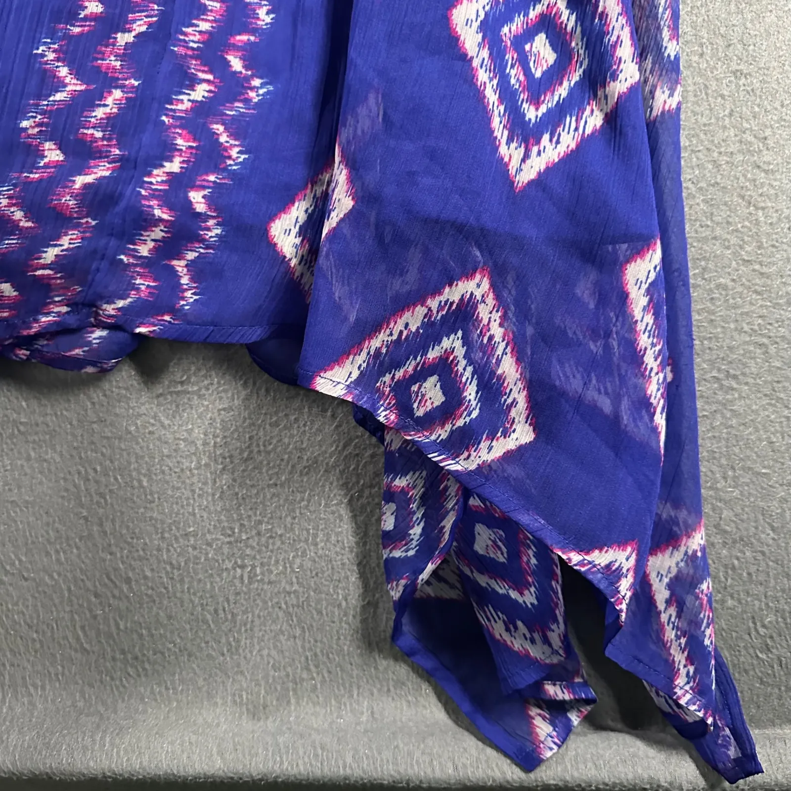 Billabong Handkerchief Hem Maxi Dress Small Royal Blue Geometric Print Cover Up - Image 4