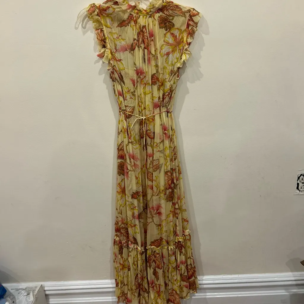 Zimmermann Matchmaker Flutter Silk Crepe Midi in Yellow Hibiscus AU1 - Image 11