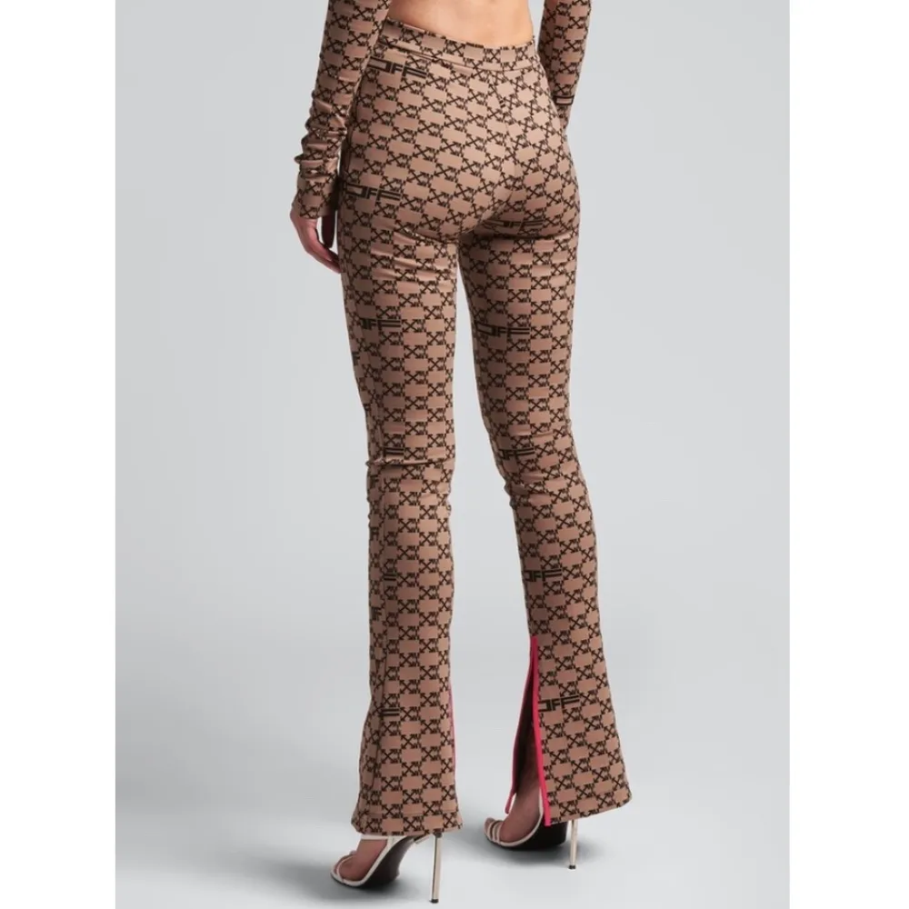 Off-White Monogram Split Hem Leggings Brown Black IT 38 US 4 NWT - Image 4