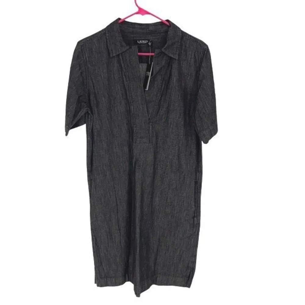 LAUREN Ralph Lauren Womens Short Sleeve Nightfall Denim Shift Dress Black M NWT‎ - Image 2