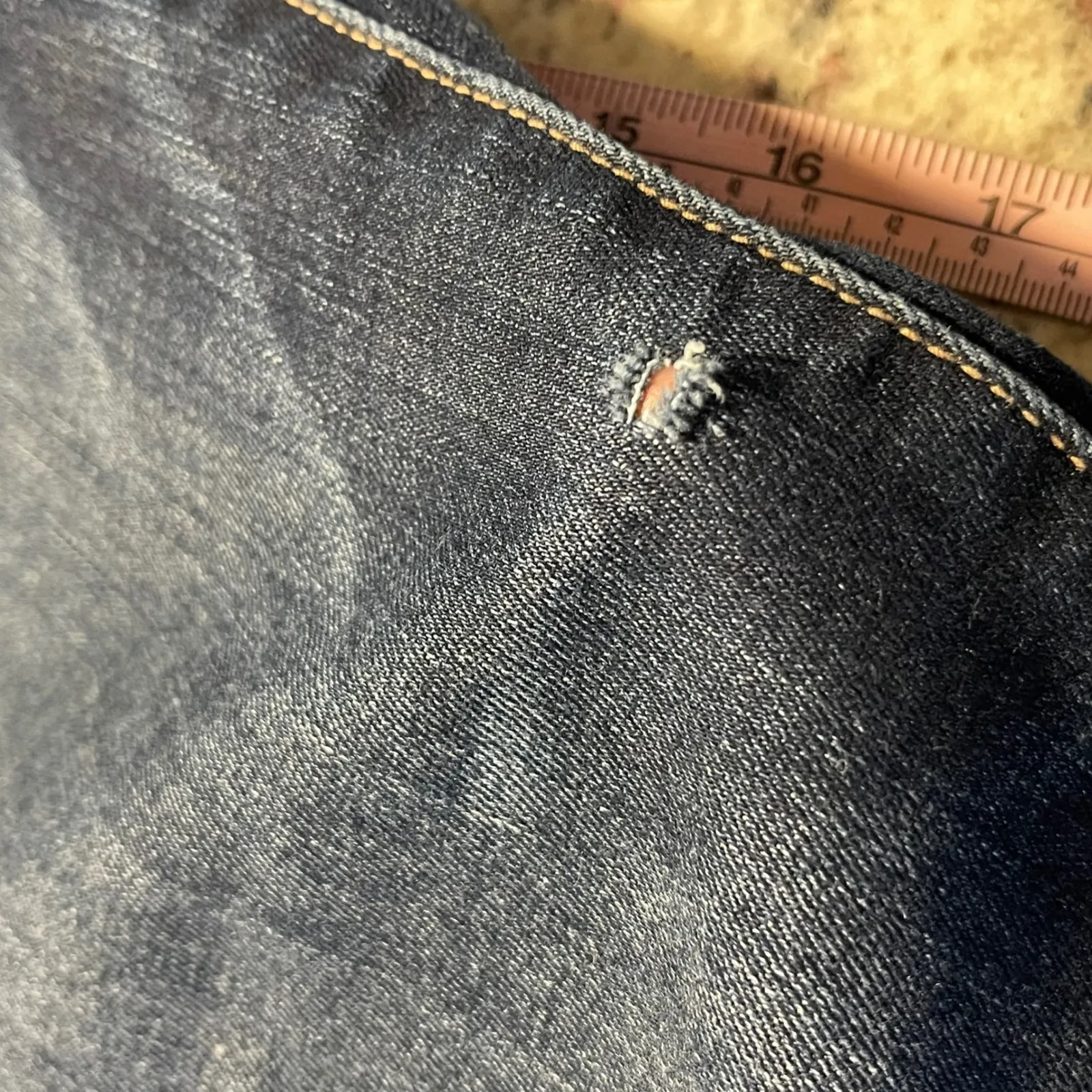 American Eagle Outfitters Womens Jeans Dark Blue Wash Stretch Frayed Hem Size 8 - Image 10