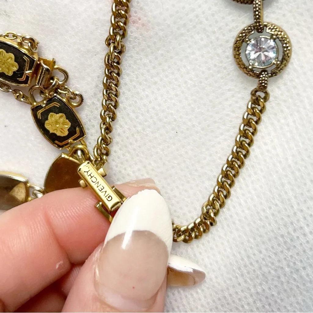 Authentic Givenchy Gold and Blue Crystal Chain Bracelet - Image 15