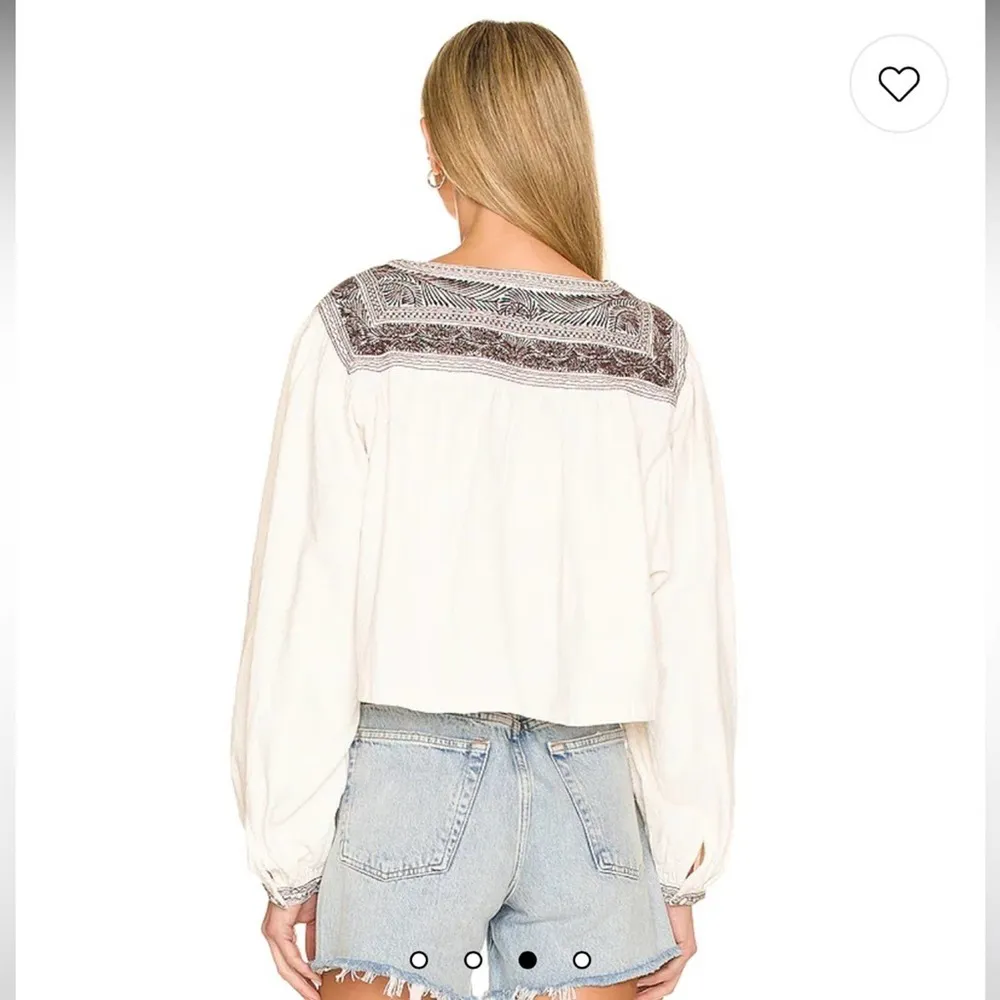 NWT Free People Revolve Iggie Embroidered Top Ivory & Black Long Sleeve M $148 - Image 3