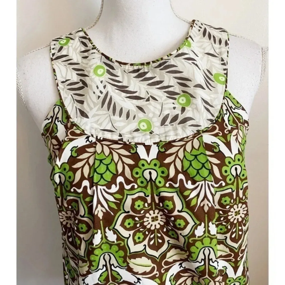 Milly • Green White Brown Paisley Tank Top - Image 2