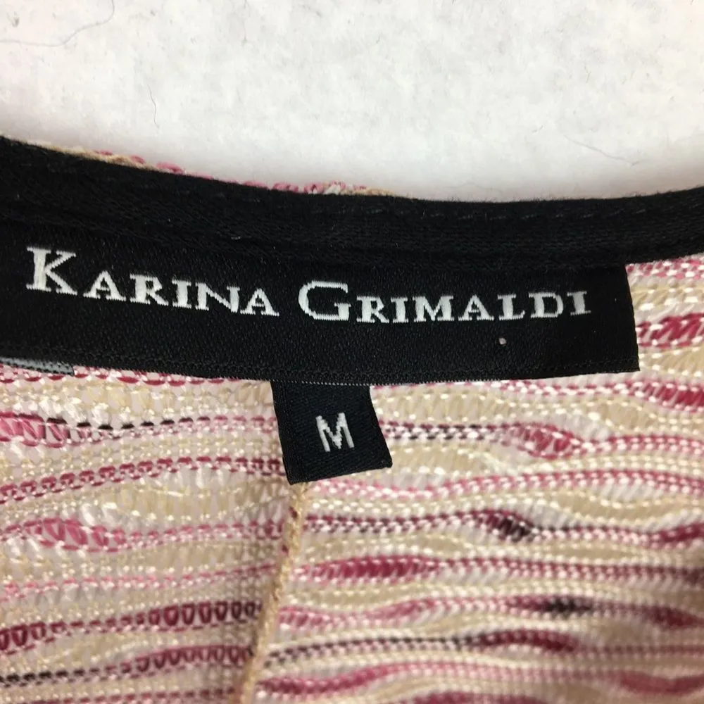 Karina Grimaldi Pink & Tan Striped Shiny Top M - Image 9