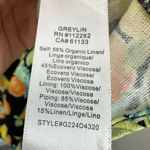 Adeyln Rae Black Fruit Floral Print Tiered Midi Dress Tie Shoulder Smocked NWT - Image 5