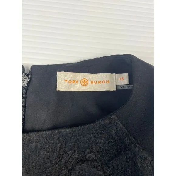 Tory Burch Black Textured Sheath Dress‎ Cap Sleeve Cocktail Evening Formal XS - Image 3