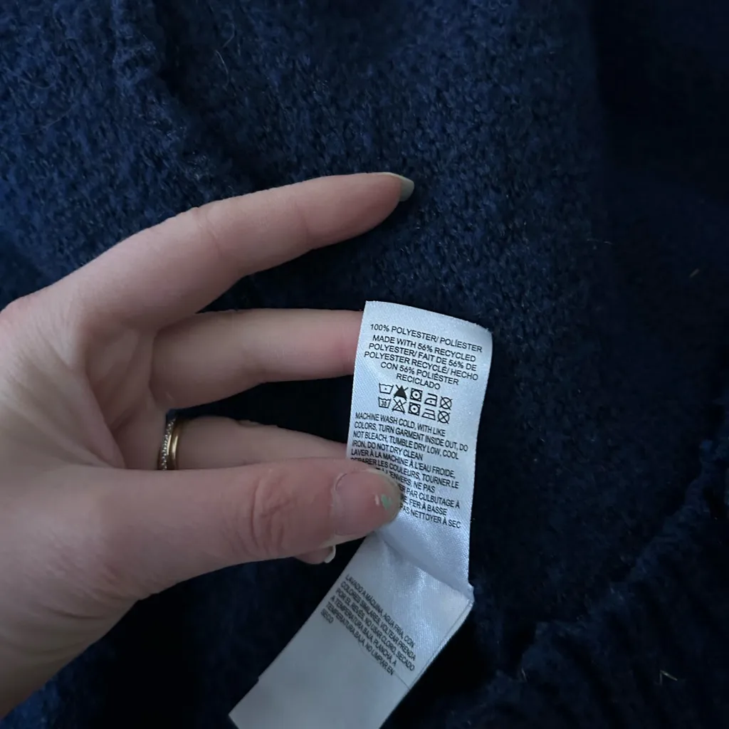 Lucky brand boucle raglan sleeve Navy Blue Women's Sweater large - Image 6