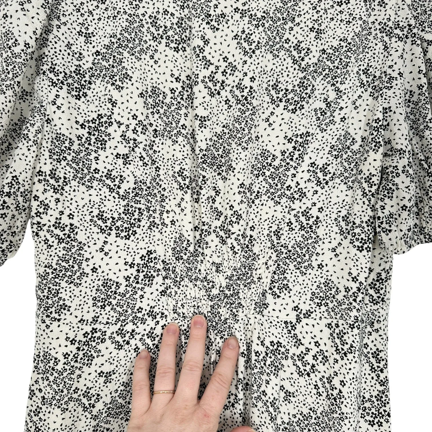 Madewell Floral Print V Neck Puff Sleeve Maxi Dress Size 6 Cream Black NWT - Image 10