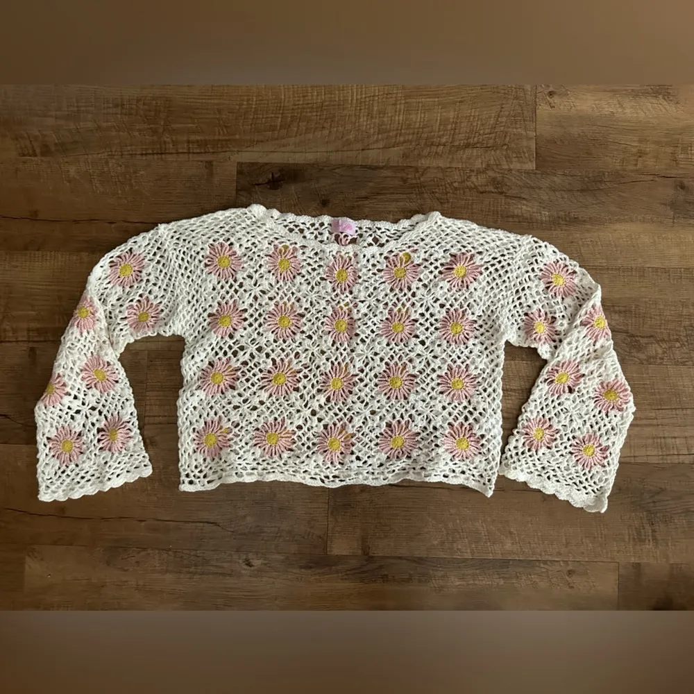 Pink Lily Crochet Sweater - Image 3