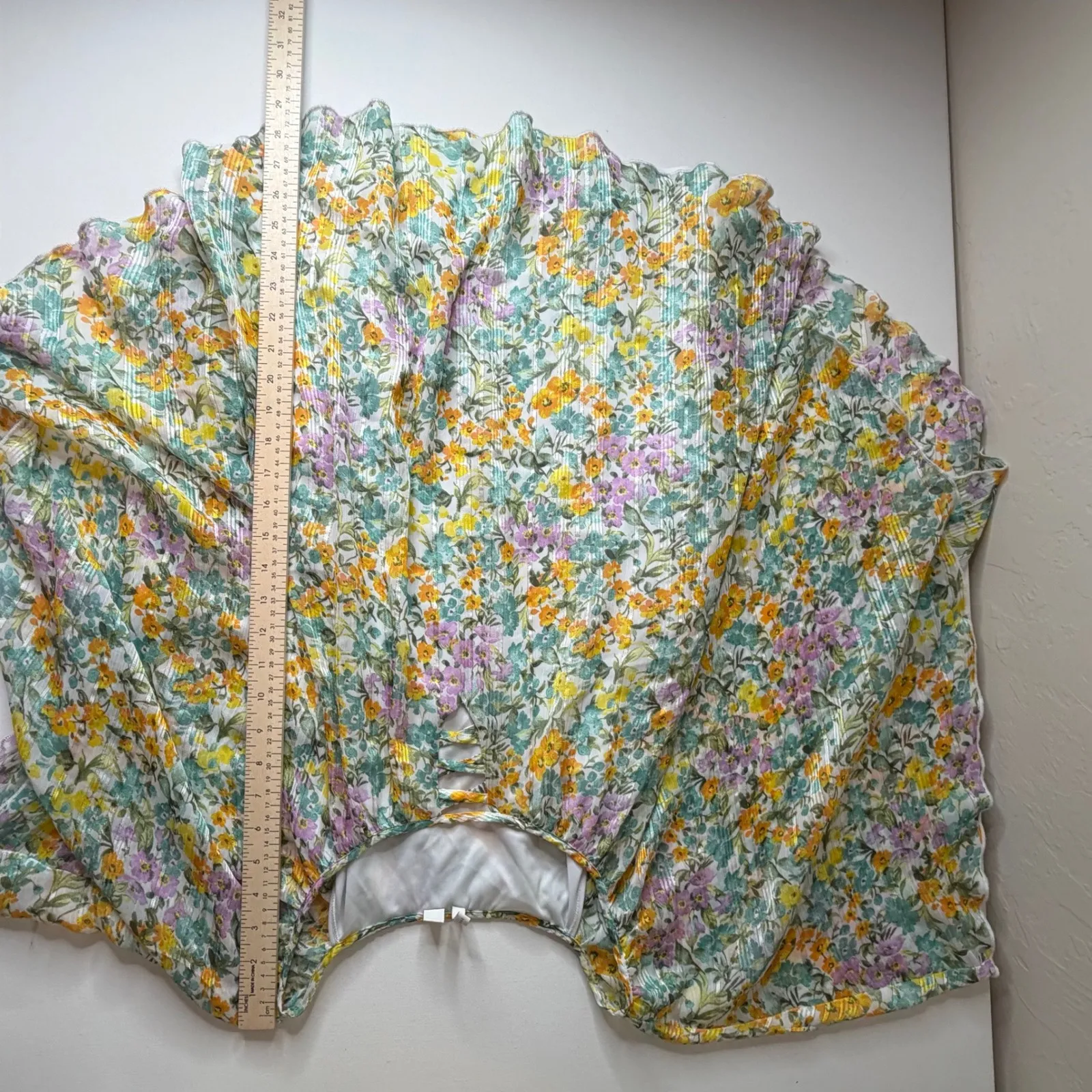 Cato Floral Ruffle Sleeve Chiffon Blouse Size 22/24W Multicolor Pastel Feminine - Image 9